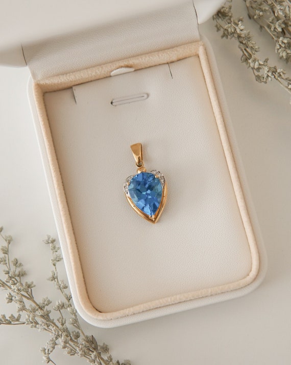Details about   Lovely Blue Swiss Topaz Gemstone Pendant 2.97 Ct Marquise 10k Yellow Gold