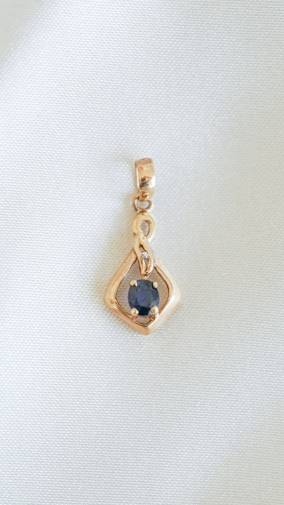 Vintage Sapphire and Diamond Swirl Pendant