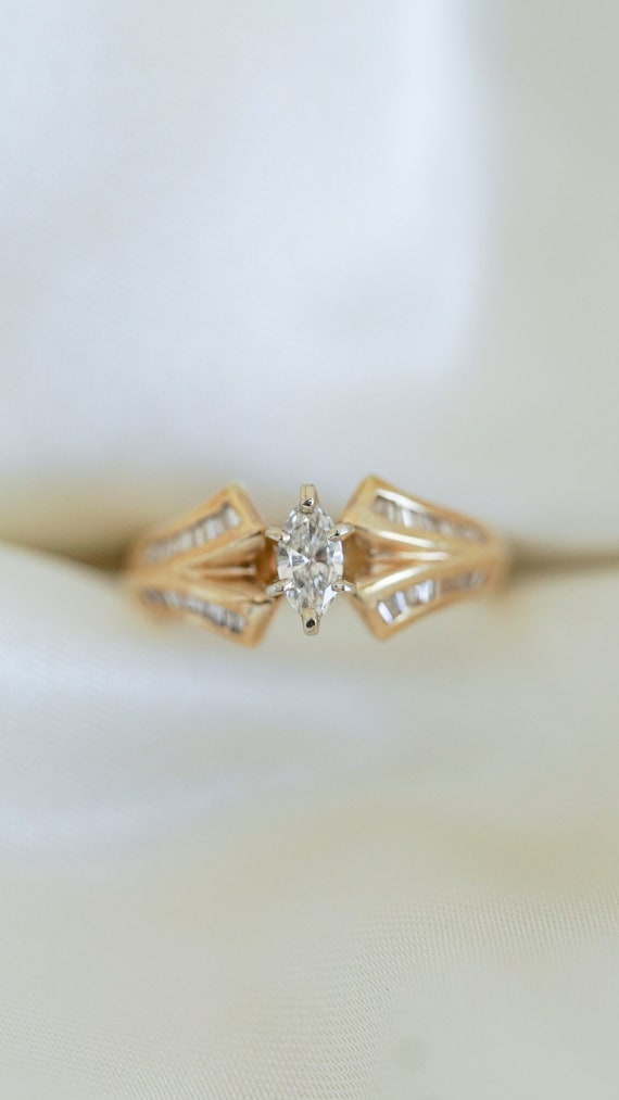 Estate Marquise and Diamond Summit Ring