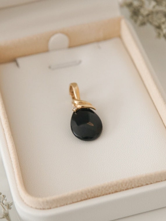 Onyx Retro Styled Diamond Enhancer Pendant - image 2