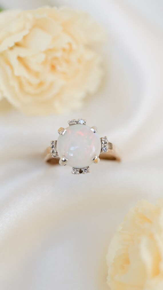 Vintage Opal Compass Diamond Ring - image 4