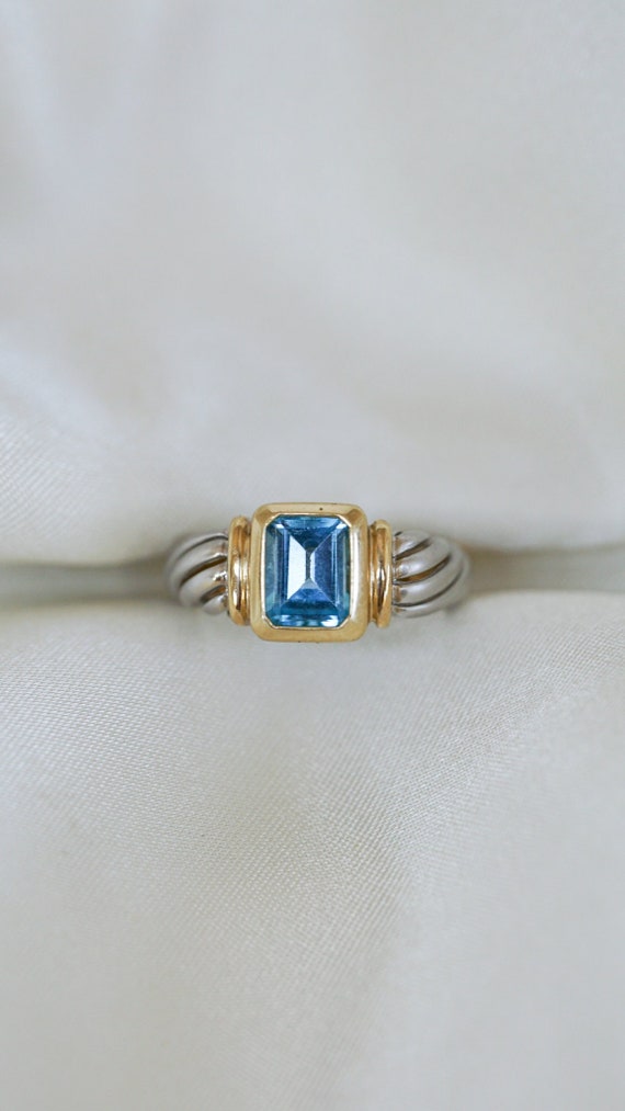 Estate Swiss Blue Topaz Croissant Ring