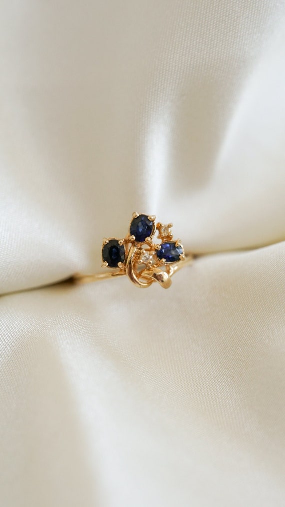 Estate Diamond and Sapphire Marchesa Ring