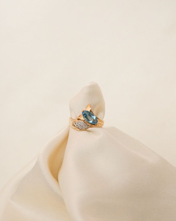 Vintage Blue Topaz Diamond Ring