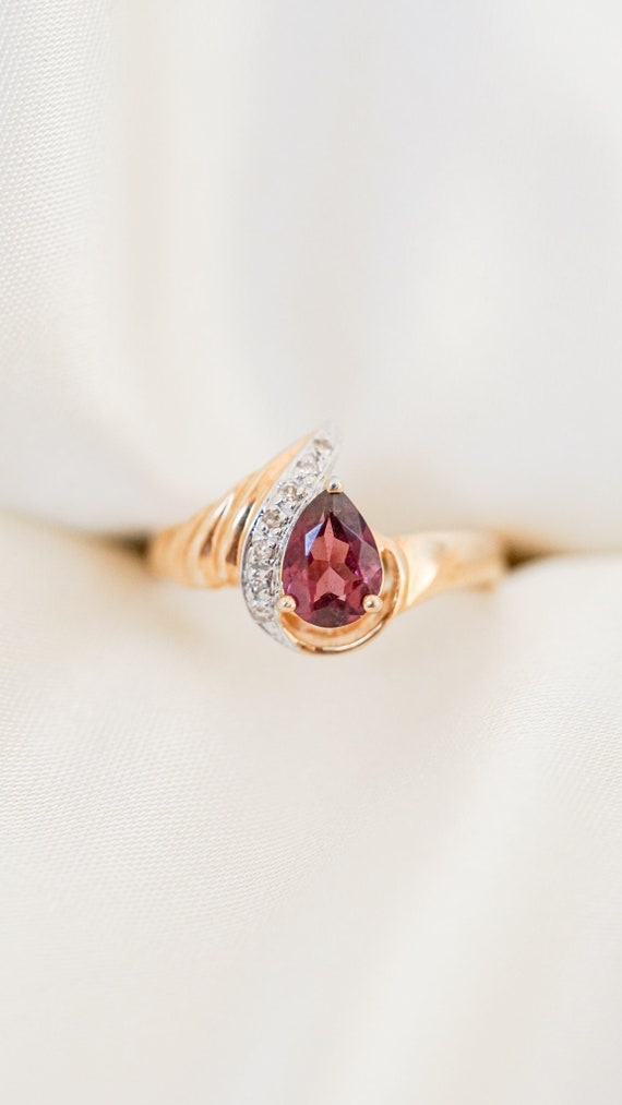 Estate Garnet and Diamond Flame Ring