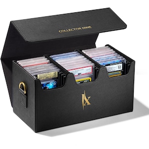 PSA-BGS-CGC Magnetischer Flip-Aufbewahrungs-Etui mit Slot & Strap Option | Strapazierfähiger Kartenhalter aus Kunstleder für die Reise