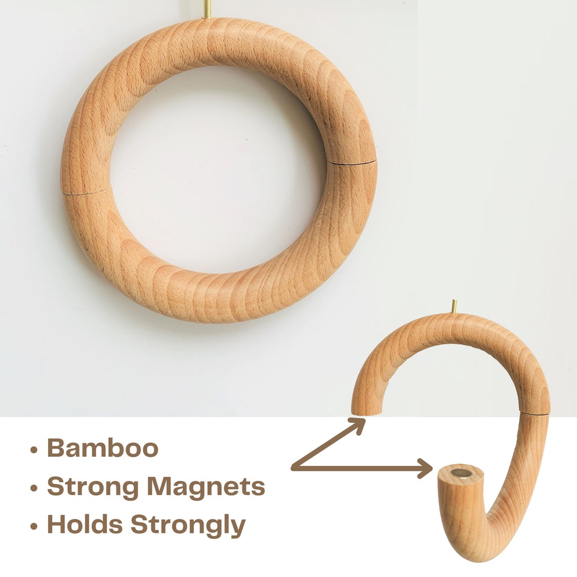 Bamboo Wall Hooks Sshape with Adhesive Backing Etsy