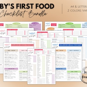 Baby First Food Tracker, Lista kontrolna żywności dla niemowląt, Dziennik karmienia niemowląt, Dziennik pokarmów stałych, Tabela żywności dla małych dzieci do wydrukowania, Pierwsze 100 dni dziecka