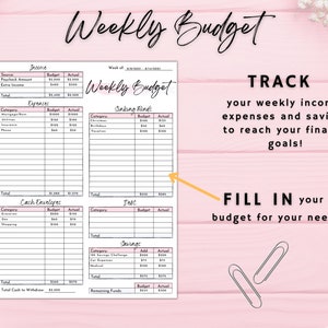 Weekly Paycheck Budgeting Planner Printable, Budget Planner for Cash ...