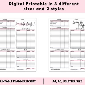 Weekly Paycheck Budgeting Planner Printable, Budget Planner for Cash ...