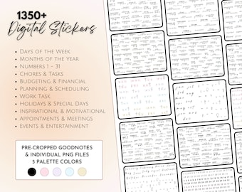 Digital Stickers for Goodnotes Precropped Stickers for Daily Planning PNG Sticker Book for Planners Pre-cropped Sticker Word Bundle Everyday