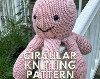Squishy the Squid Circular Knitting Machine Pattern, Addi Sentro Knitting Machine Digital Pattern