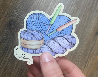 Yarn Heart Basket Sticker. Yarn basket sticker water bottle yarn sticker heart yarn sticker ready to ship
