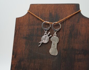 Yarn Stitch Markers, Set of Two, Ready to Ship, Crochet Stitch Markers, Knit Stitch Markers, Yarn Ball Charm, Knitting Charm