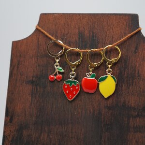 Fruit Stand Stitch Markers, Set of Four Stitch Markers, Ready to Ship, Crochet or Knitting Markers