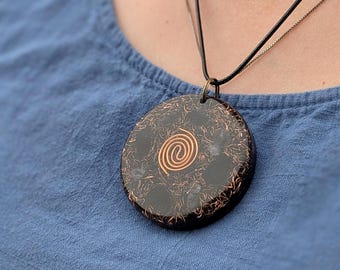 Orgonite Necklace with Shungite & Black Tourmaline | Handmade Orgonite Pendant | Copper Quartz Necklace | EMF Awareness Jewelry