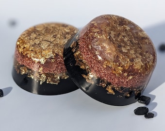 Orgonite Tower Buster Set | Handmade Resin & Crystal Discs with Copper, Shungite, Quartz | Durable Home and Travel Decor