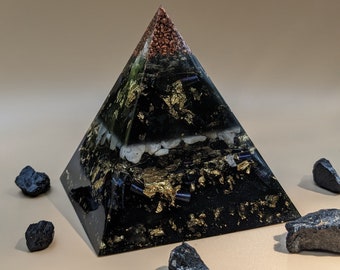 Orgonite Shungite Pyramid For Meditation Gift Energy Balancing Crystal Metaphysical Healing Tower Buster With Chakra Stone For Positive Vibe