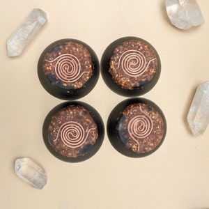 Small Tower Busters with Shungite, Copper & Quartz | Compact EMF Blocking Devices | Handmade Resin Discs for Home or Travel Use