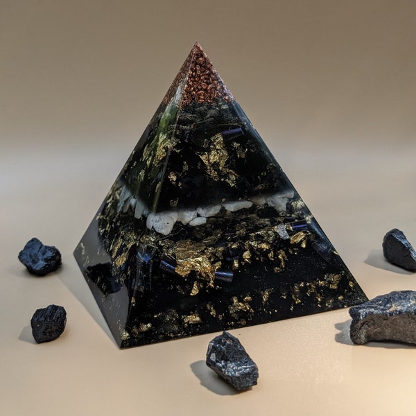 EMF Protector Shungite Pyramid For Housewarming Crystal For Positive Energy Gift For Coworker Positive Vibe Orgone Energy Harmonizer Gift