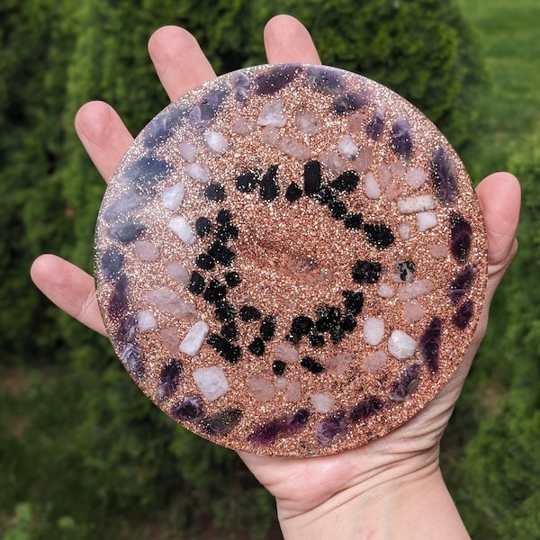 Crystal Charging Plate For Cleansing Energy Gift For Anxiety Crystal For Balance Energy Harmonizer Orgone Charge Plate Orgonite EMF Shield