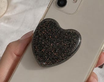 Heart Orgonite Phone Grip | Shungite Crystal Phone Accessory | Handmade Resin Pocket Heart | EMF Awareness Gift | Desk or Bag Charm