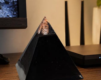 Orgonite Pyramid with Shungite, Copper & Quartz | EMF Awareness Gift | Handmade Orgonite | Desk Decor | Made in USA