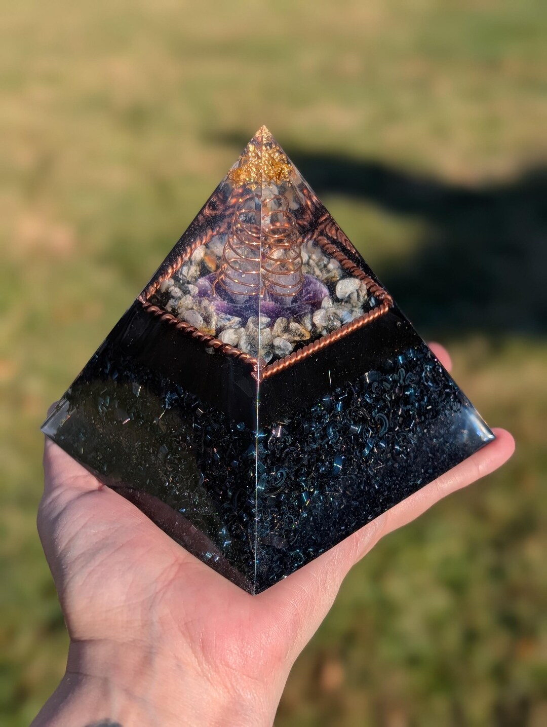 Large Orgonite Pyramids Large Orgonite Pyramid - Amethyst, Quartz and Shungite for EMF ...