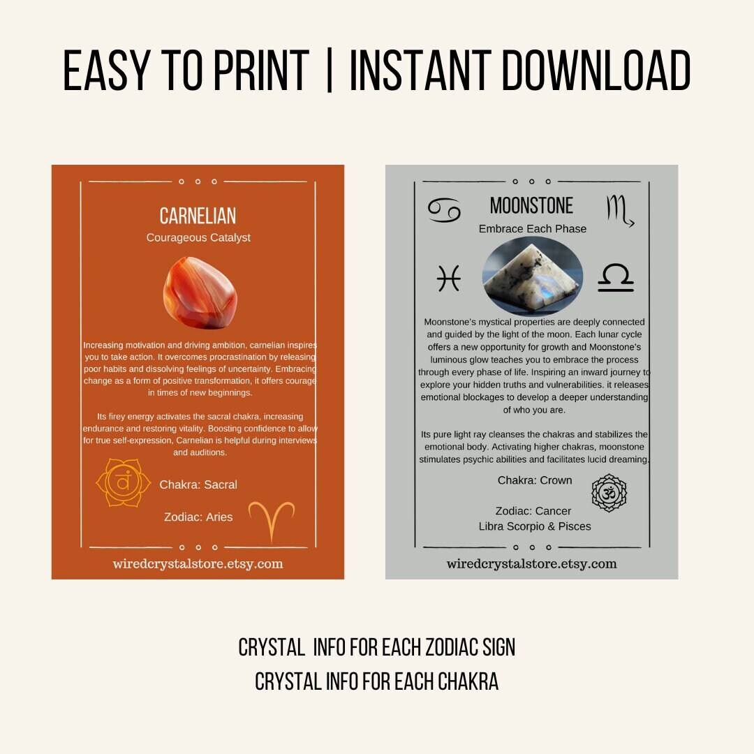 Crystal Card Digital Download Crystal Meaning Card Instant Download ...