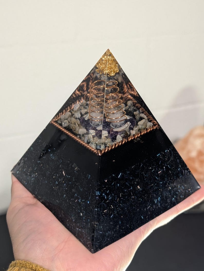 Large Orgonite Pyramids Large Orgonite Pyramid - Amethyst, Quartz and Shungite for EMF ...