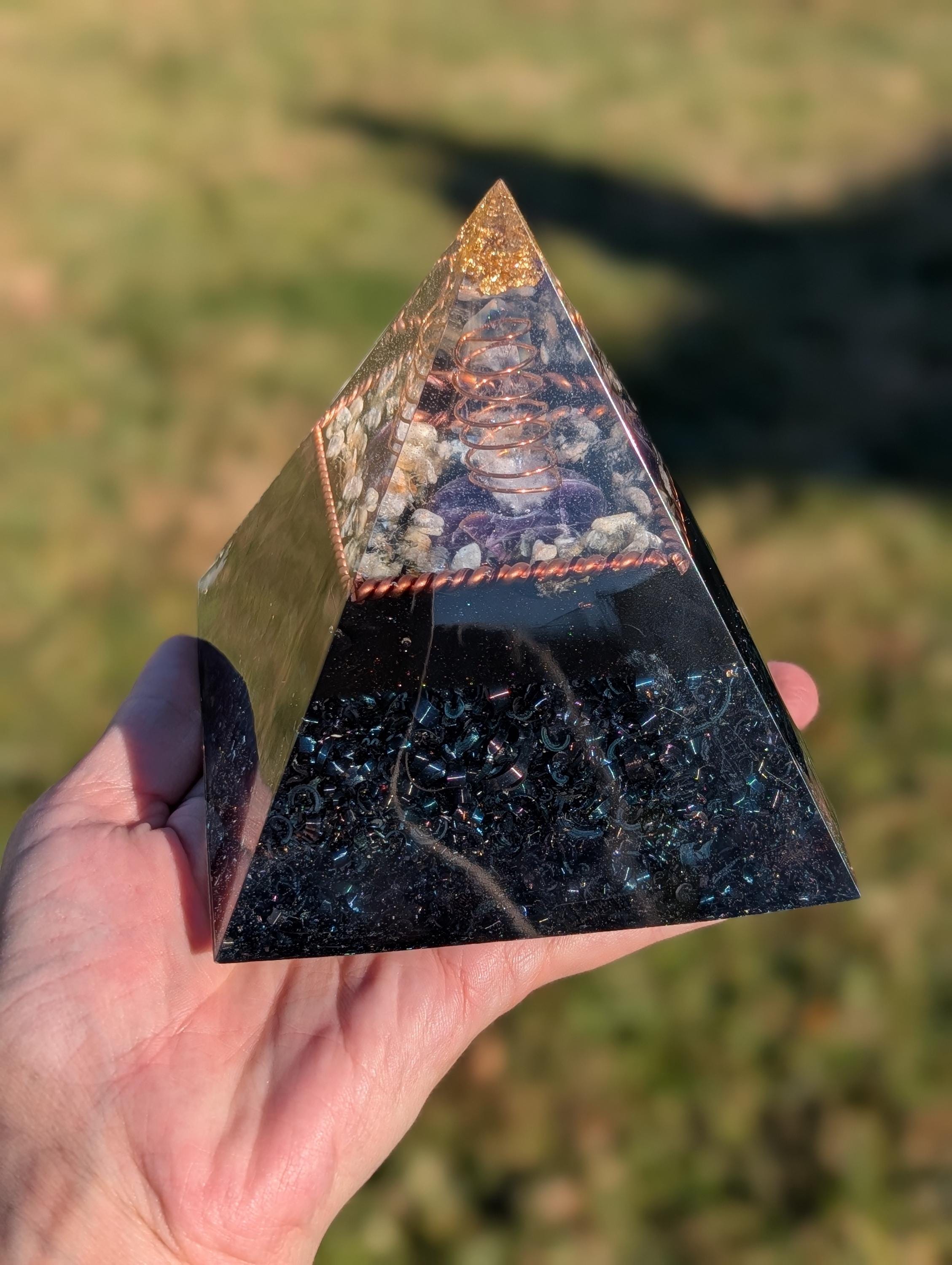 Large Orgonite Pyramids Large Orgonite Pyramid - Amethyst, Quartz and Shungite for EMF ...