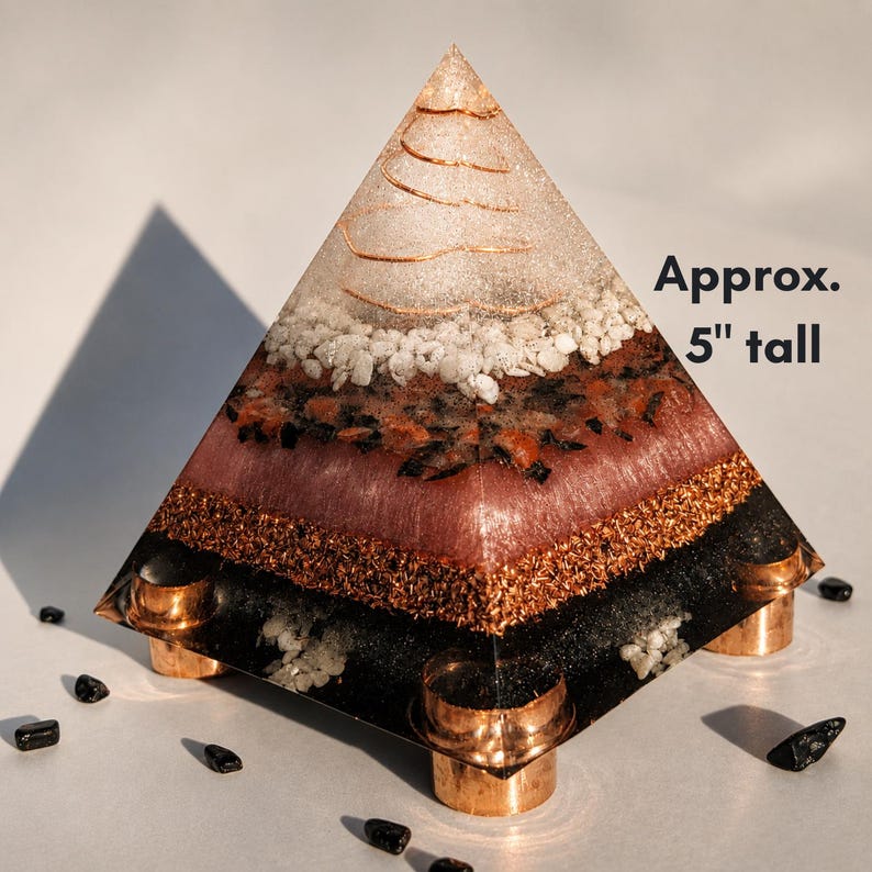 Large Orgonite Pyramids Large Orgonite Pyramid With Quartz, Moonstone & Black Tourmaline ...