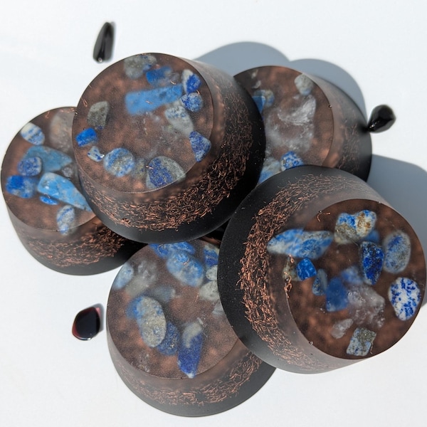 Orgonite Tower Busters | Shungite Quartz Copper & Lapis Orgonite | EMF Decor for Router, Desk, Home Office | Handmade in Virginia