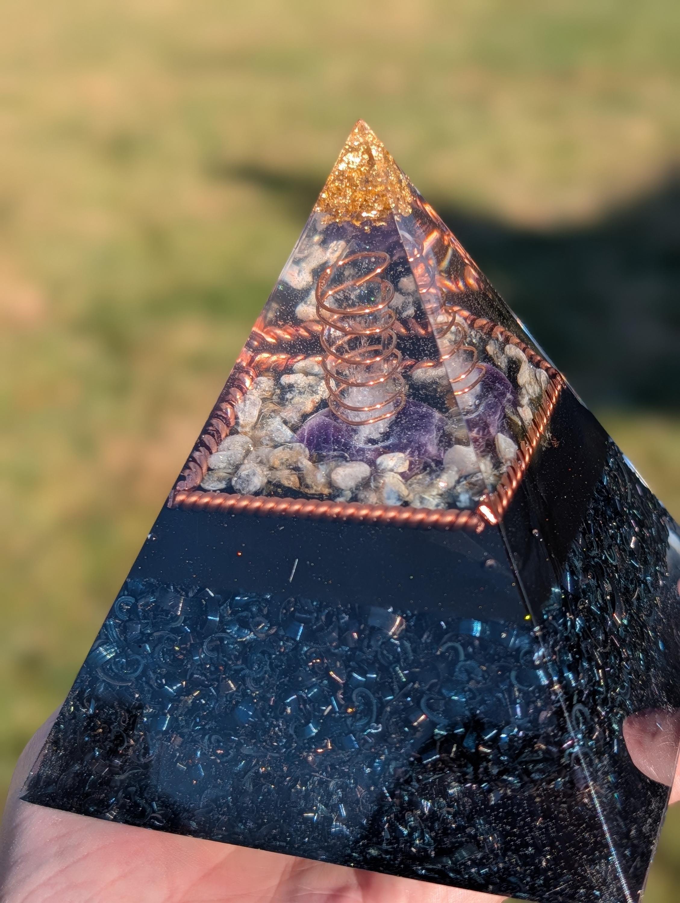 Large Orgonite Pyramids Large Orgonite Pyramid - Amethyst, Quartz and Shungite for EMF ...