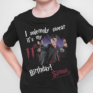 Harry T-shirt, Personalised Boys Birthday, Wizzard birthday tshirt Top Kids ANY AGE 8th 9th 10th 11th 12th Birthday I Solemnly Swear