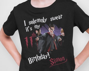 Personalized Wizard Birthday T-shirt: Harry T-shirt, 8th 9th 10th 11th 12th 13th 14th birthday t-Shirt, Birthday tee