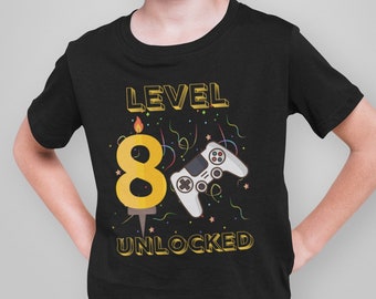 Personalised Birthday Gamer T-shirt: Level Unlocked, Custom Age Gamer Gift