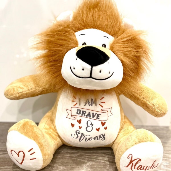 Personalised Illness Cancer Support G ift - Plush Toy Lion: Custom Name or Text, Soft Toy - Get Well Gift, Treatment, Birthday Gift