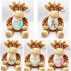 Personalised Soft Plush Giraffe Soft Toy LARGE Medium Any Name ANY TEXT Birthday Newborn Christening Gifts Baby Gift Teddy Baby Shower