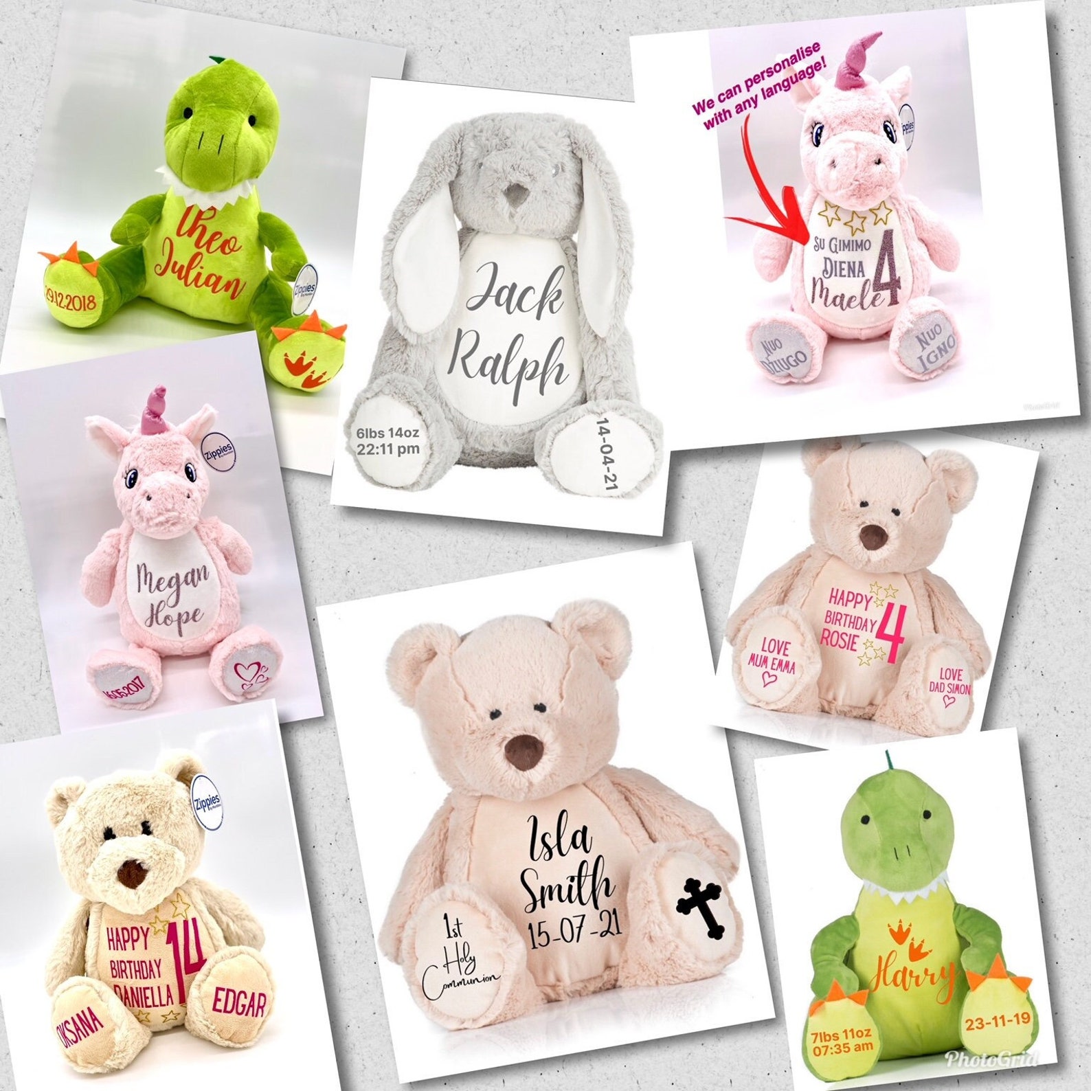 LARGE Personalised Soft Plush Soft Toy Custom Name ANY TEXT | Etsy