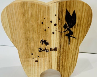 Baby Tooth Keepsake Box: Handmade, Ash Wood Engraved 'My Baby Teeth' Design
