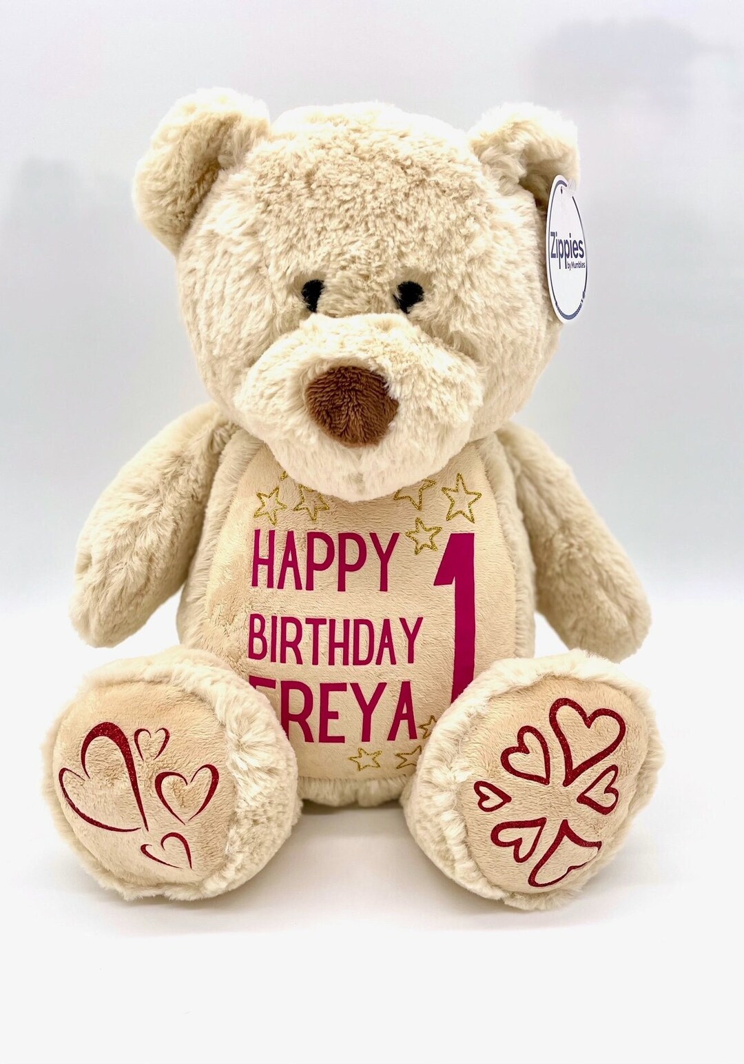 Personalized Plush Teddy Bear: Beige Soft Toy, Custom or Text Name Gift ...