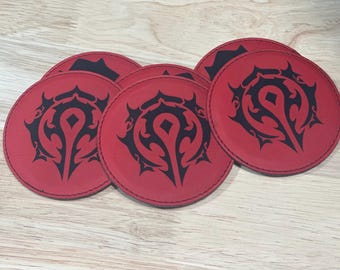 world of Warcraft horde engraved Coasters