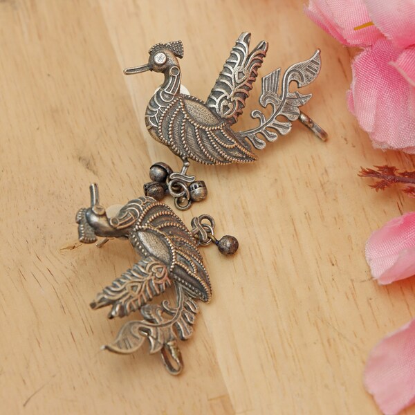 Silver lookalike peacock earcuff / Indian Earring/Silver Earring/ Peacock Earring / Silvercollection/Indian Jewelry /Handmade Earring