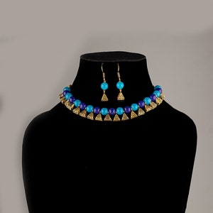 Designer Loop Beaded Necklace Set/ Geometric glam necklace
