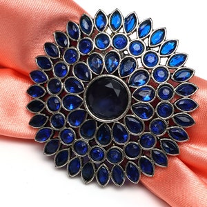 Oxidized Adjustable Stone Ring/Blooming flower ring
