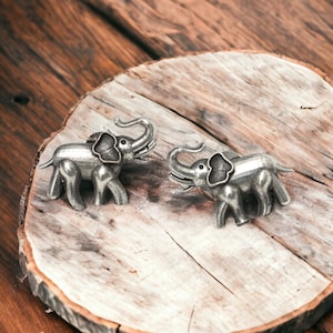 Elephant cute silver replica studs/ Sterling Silver Elephant Stud Earrings/ Lucky Elephant Earrings/ Good Luck Gift - Animal Lover Jewelry