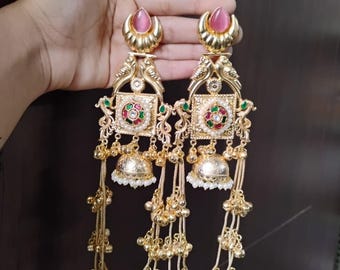 Pacchi Kundan Designer Ghungroo Jhumka/ High Trend earrings/ Kashmiri Pattern Jhumka