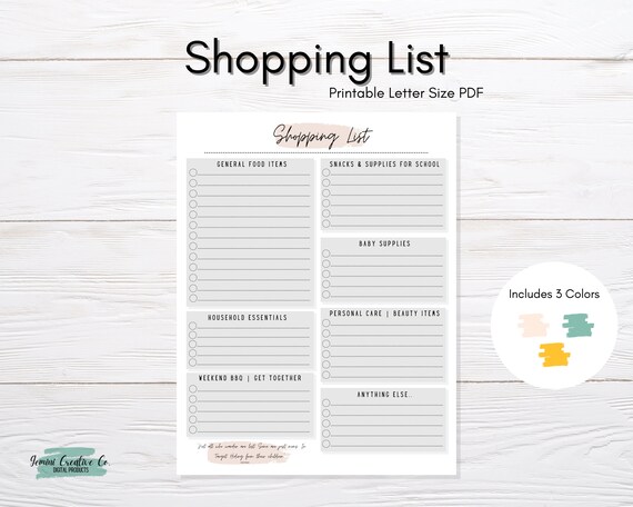 Printable Shopping list grocery list Target shopping list | Etsy