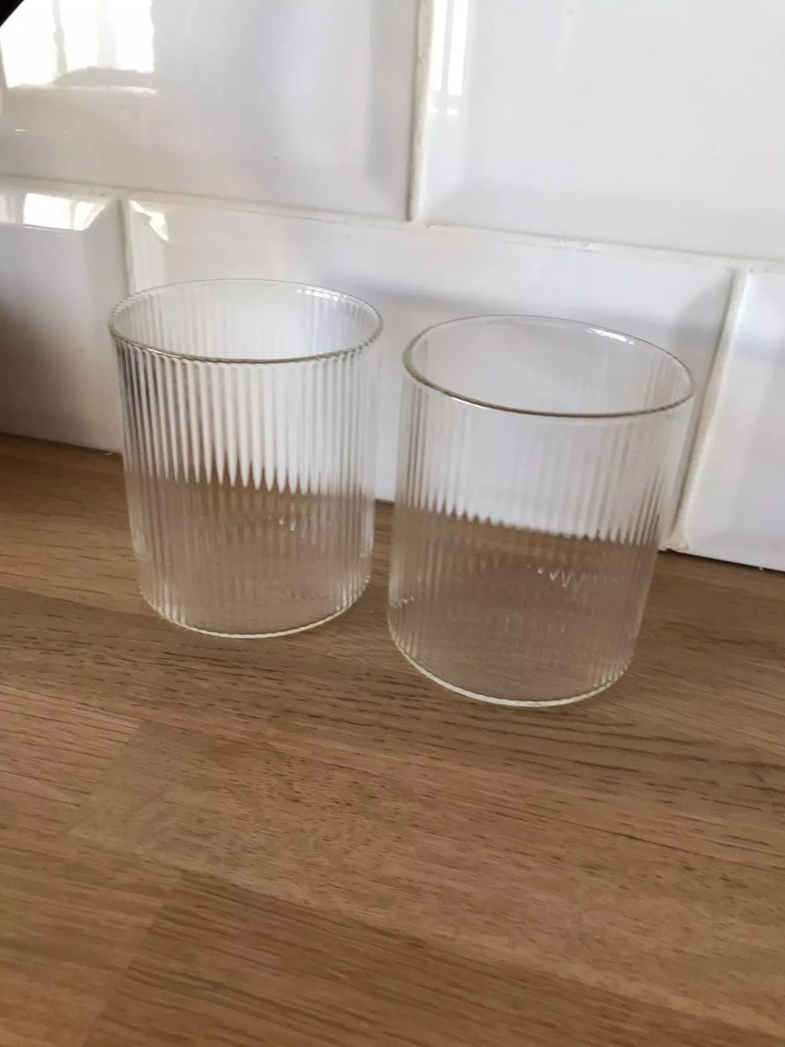 Ripple Whiskey Glass Set of Four / Vertical Lines 300mL Water Etsy